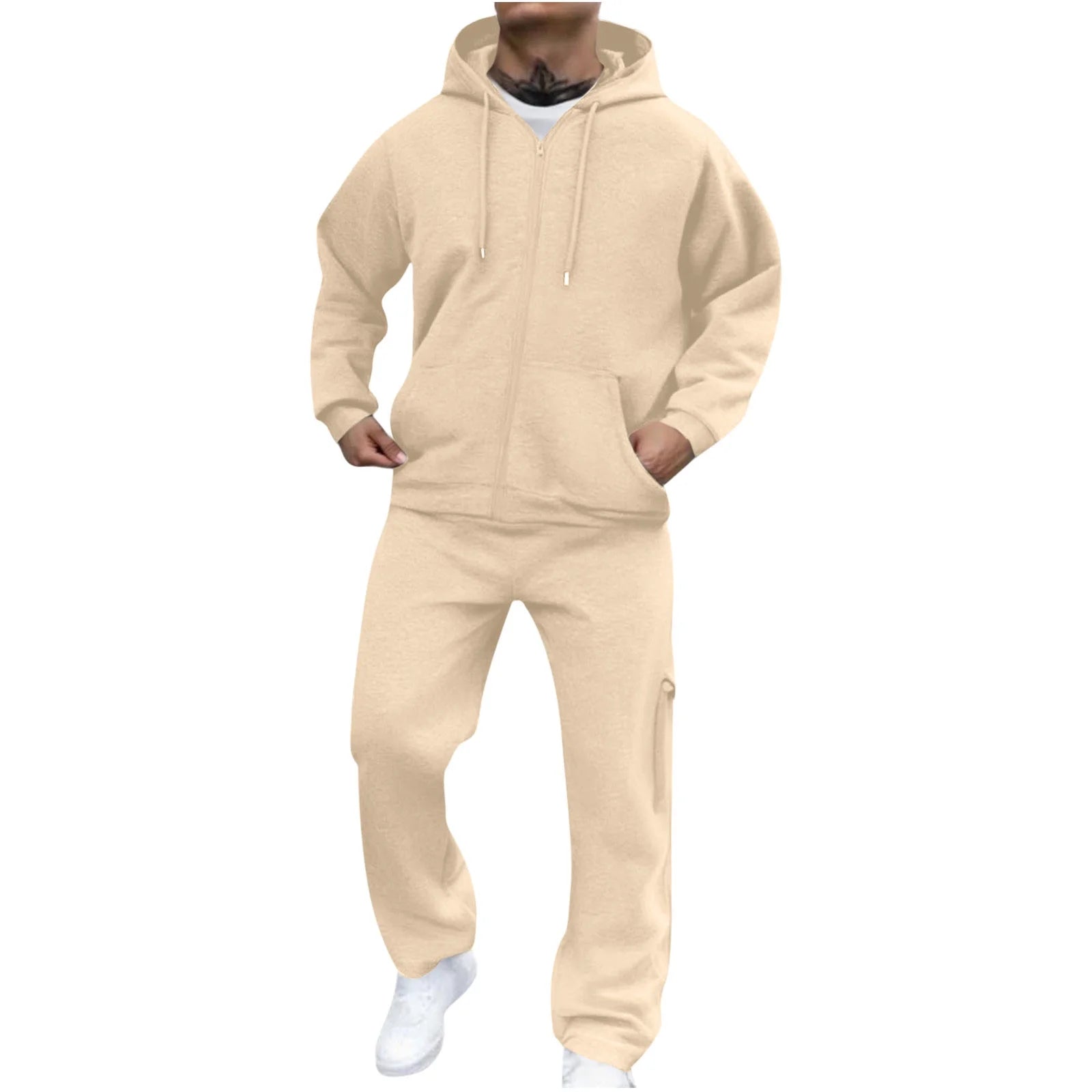 Velour Tracksuit Mens,2023 Men'S Velour Tracksuit 2 Pieces Winter Warm Full Zip up Jacket Sweatpants Fitness Sportswear Sweatsuit Jogger Sets