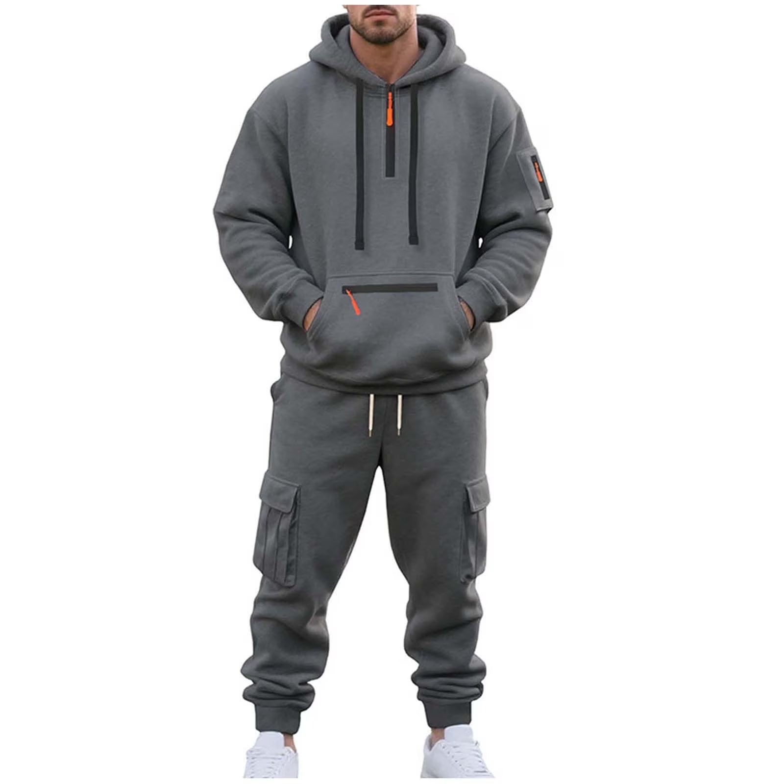 Velour Tracksuit Mens,2023 Men'S Velour Tracksuit 2 Pieces Winter Warm Full Zip up Jacket Sweatpants Fitness Sportswear Sweatsuit Jogger Sets
