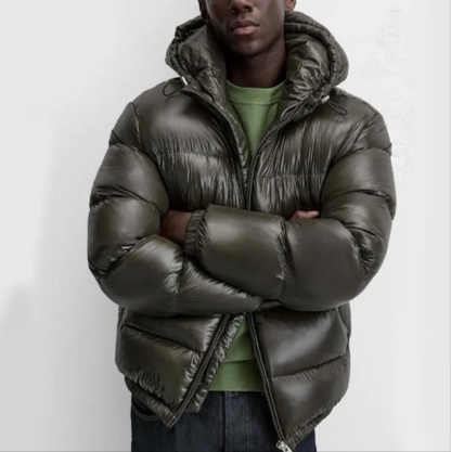 Black Down Hooded Short Coat – Warm and comfortable