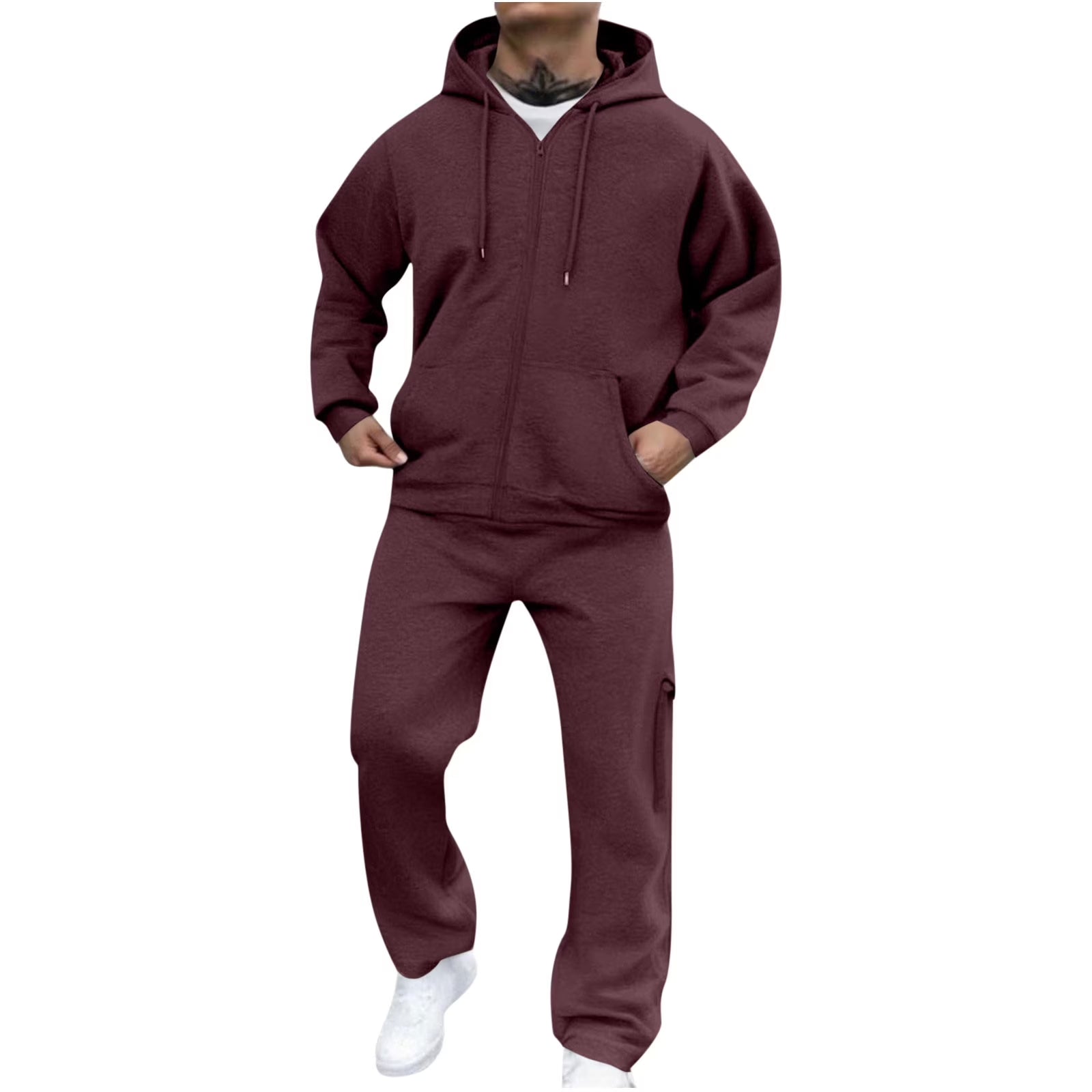 Velour Tracksuit Mens,2023 Men'S Velour Tracksuit 2 Pieces Winter Warm Full Zip up Jacket Sweatpants Fitness Sportswear Sweatsuit Jogger Sets