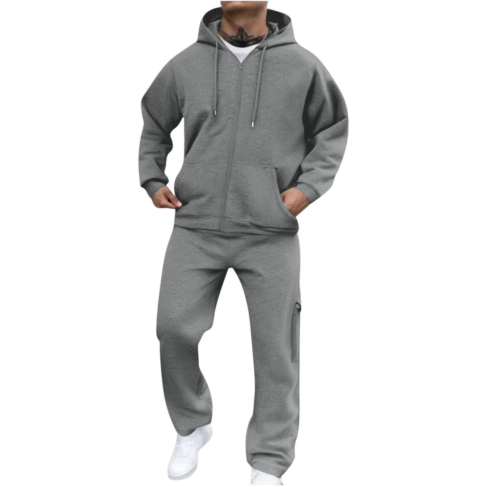 Velour Tracksuit Mens,2023 Men'S Velour Tracksuit 2 Pieces Winter Warm Full Zip up Jacket Sweatpants Fitness Sportswear Sweatsuit Jogger Sets