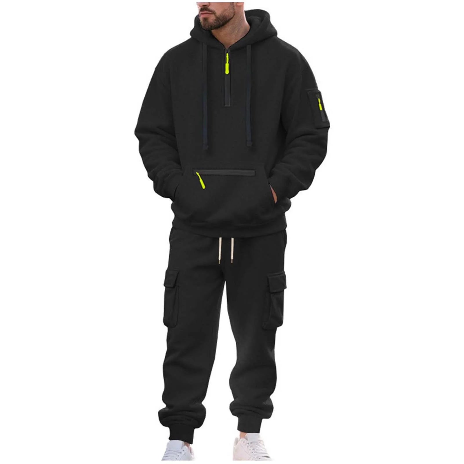 Velour Tracksuit Mens,2023 Men'S Velour Tracksuit 2 Pieces Winter Warm Full Zip up Jacket Sweatpants Fitness Sportswear Sweatsuit Jogger Sets