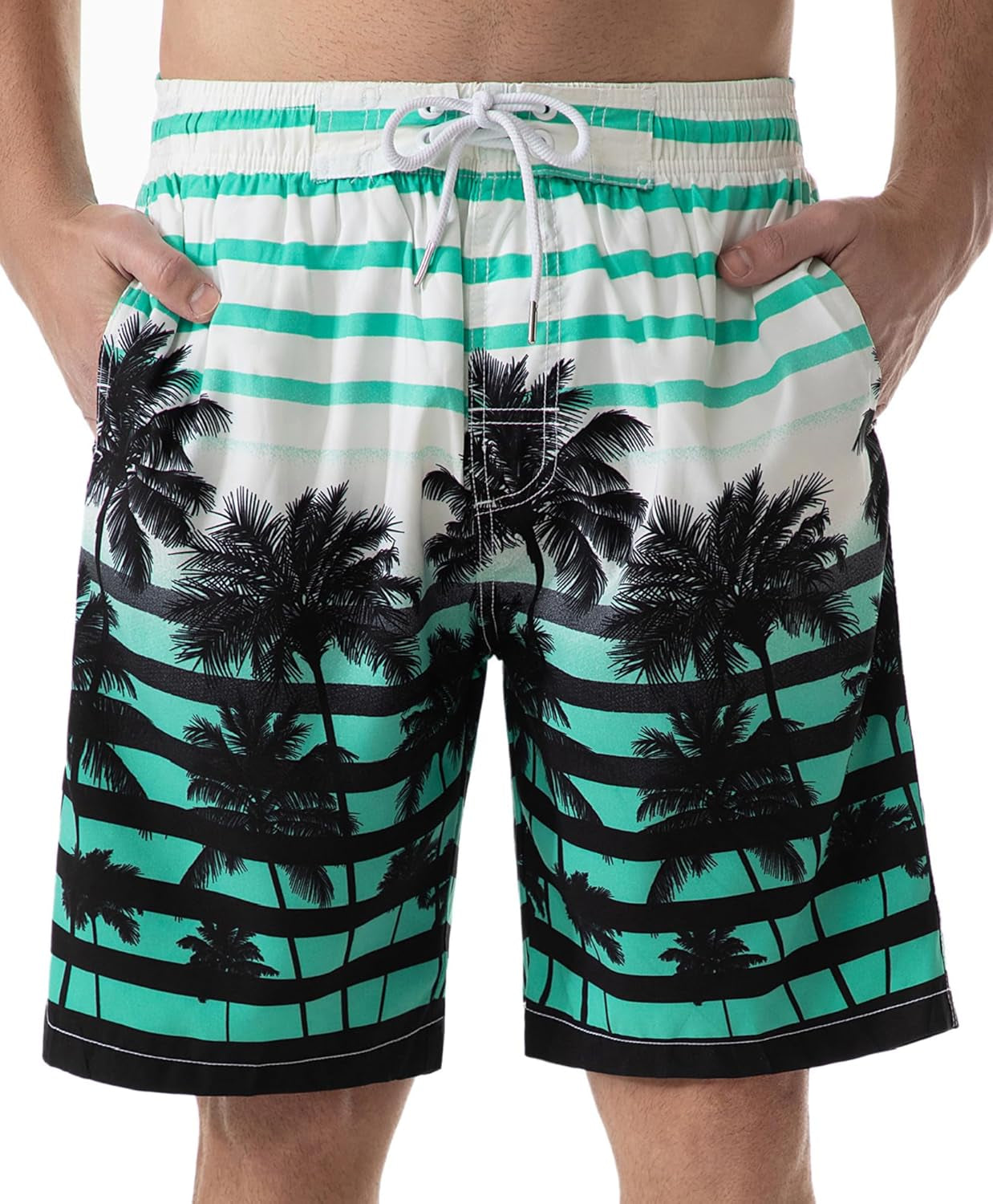 Mens Swim Trunks Long, Quick Dry Boardshorts, 9 Inches Inseam Bathing Suits with Mesh Lining