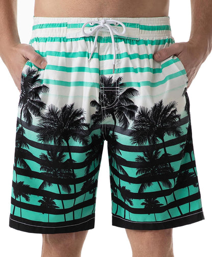 Mens Swim Trunks Long, Quick Dry Boardshorts, 9 Inches Inseam Bathing Suits with Mesh Lining