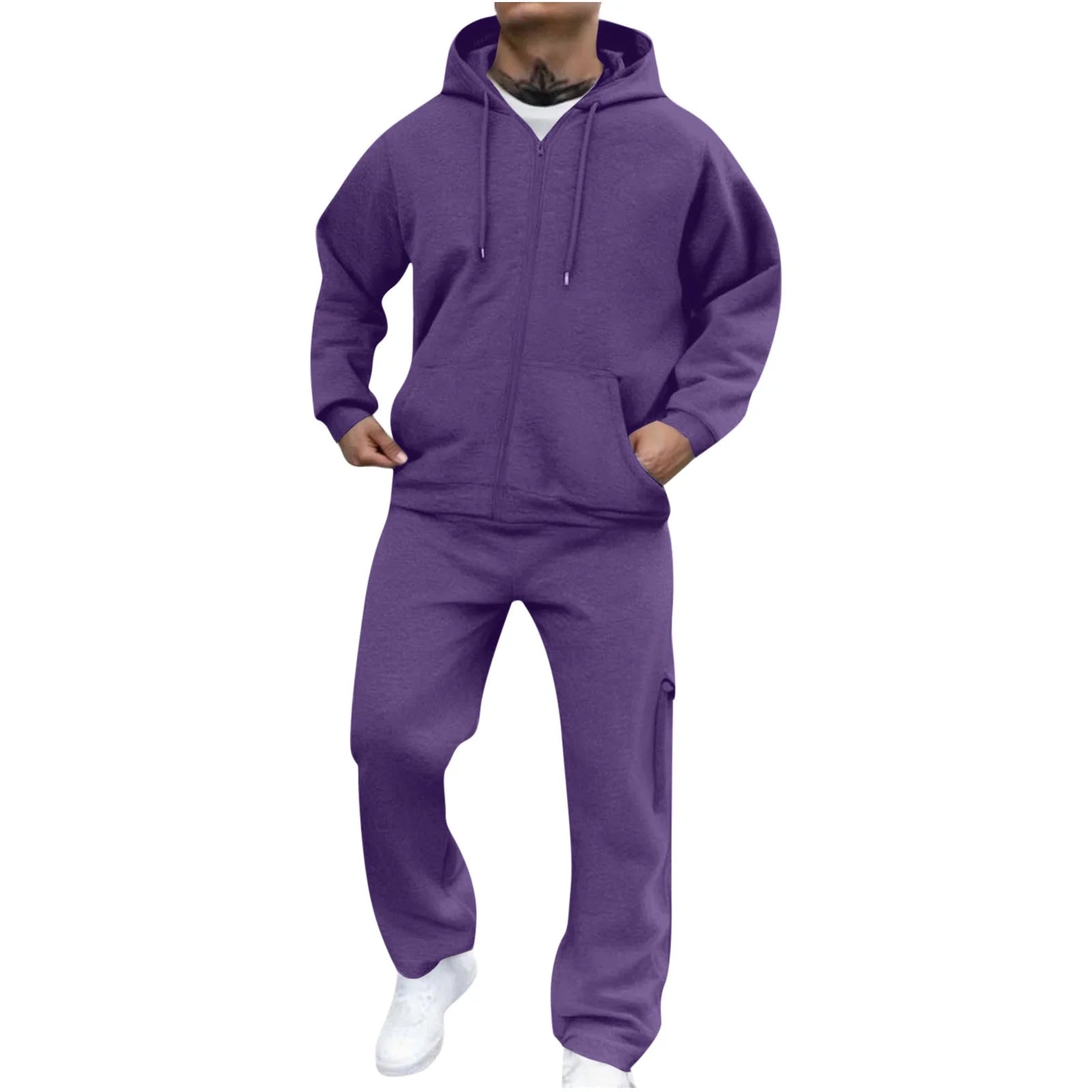 Velour Tracksuit Mens,2023 Men'S Velour Tracksuit 2 Pieces Winter Warm Full Zip up Jacket Sweatpants Fitness Sportswear Sweatsuit Jogger Sets