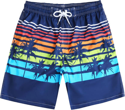 Mens Swim Trunks Long, Quick Dry Boardshorts, 9 Inches Inseam Bathing Suits with Mesh Lining