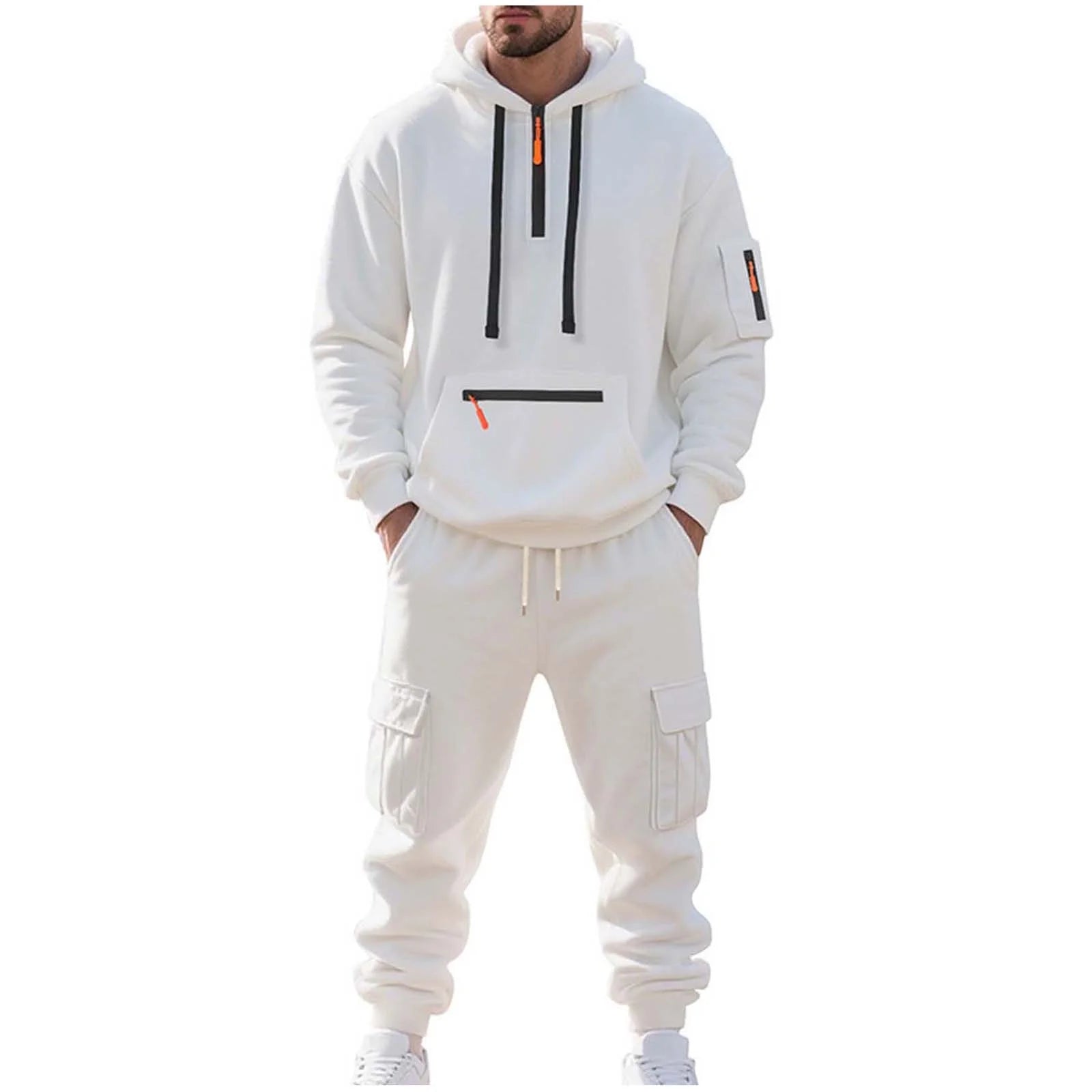 Velour Tracksuit Mens,2023 Men'S Velour Tracksuit 2 Pieces Winter Warm Full Zip up Jacket Sweatpants Fitness Sportswear Sweatsuit Jogger Sets
