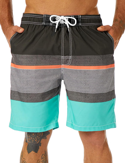Mens Swim Trunks Long, Quick Dry Boardshorts, 9 Inches Inseam Bathing Suits with Mesh Lining