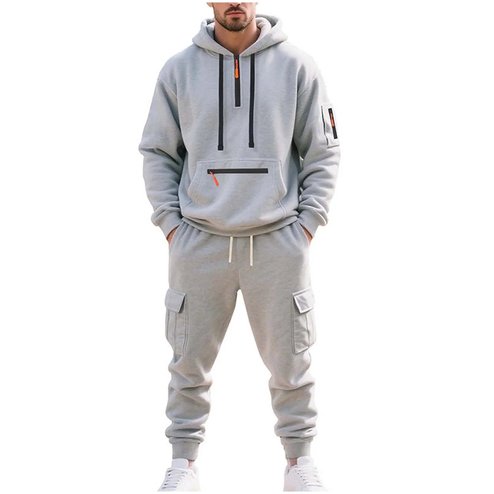 Velour Tracksuit Mens,2023 Men'S Velour Tracksuit 2 Pieces Winter Warm Full Zip up Jacket Sweatpants Fitness Sportswear Sweatsuit Jogger Sets
