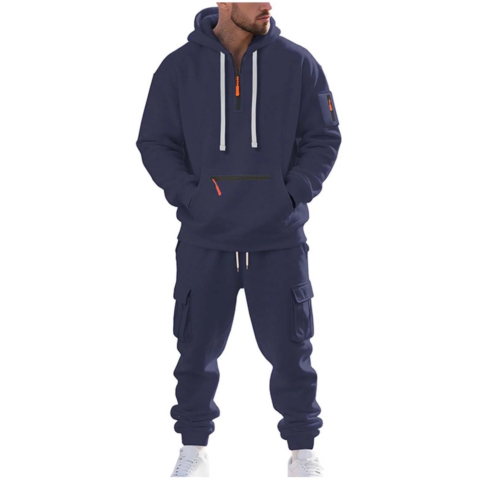 Velour Tracksuit Mens,2023 Men'S Velour Tracksuit 2 Pieces Winter Warm Full Zip up Jacket Sweatpants Fitness Sportswear Sweatsuit Jogger Sets