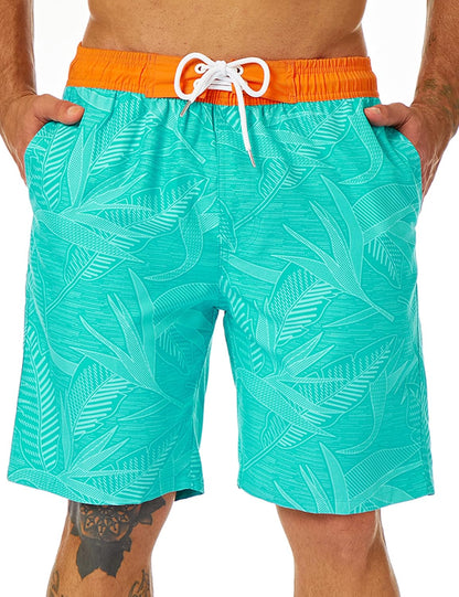 Mens Swim Trunks Long, Quick Dry Boardshorts, 9 Inches Inseam Bathing Suits with Mesh Lining