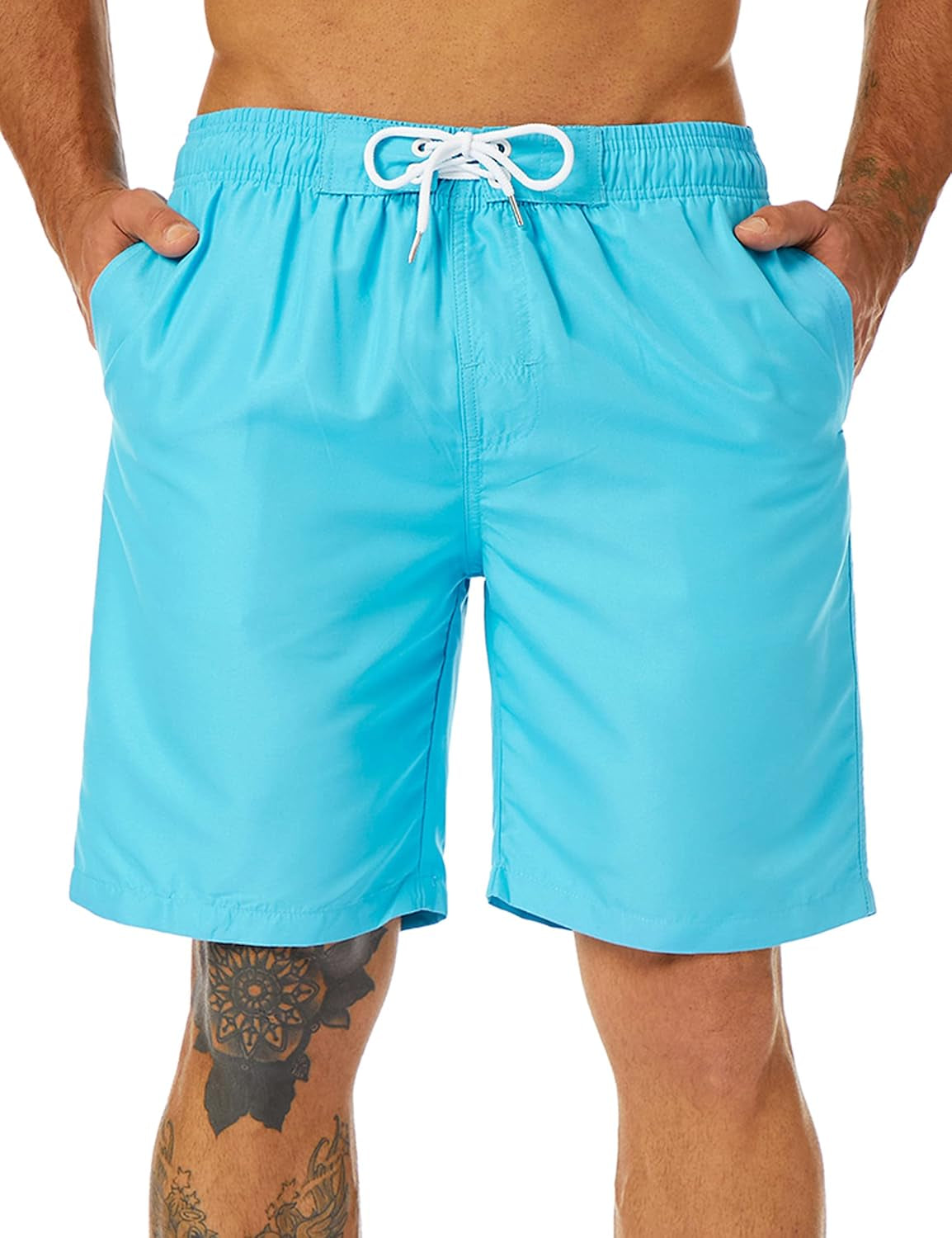 Mens Swim Trunks Long, Quick Dry Boardshorts, 9 Inches Inseam Bathing Suits with Mesh Lining