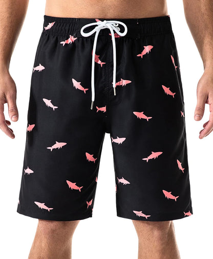 Mens Swim Trunks Long, Quick Dry Boardshorts, 9 Inches Inseam Bathing Suits with Mesh Lining
