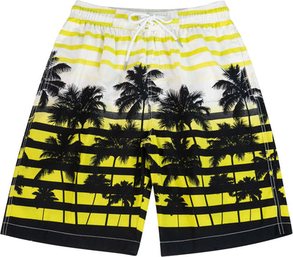 Mens Swim Trunks Long, Quick Dry Boardshorts, 9 Inches Inseam Bathing Suits with Mesh Lining