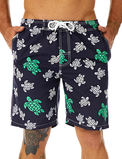 Mens Swim Trunks Long, Quick Dry Boardshorts, 9 Inches Inseam Bathing Suits with Mesh Lining