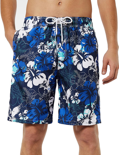 Mens Swim Trunks Long, Quick Dry Boardshorts, 9 Inches Inseam Bathing Suits with Mesh Lining