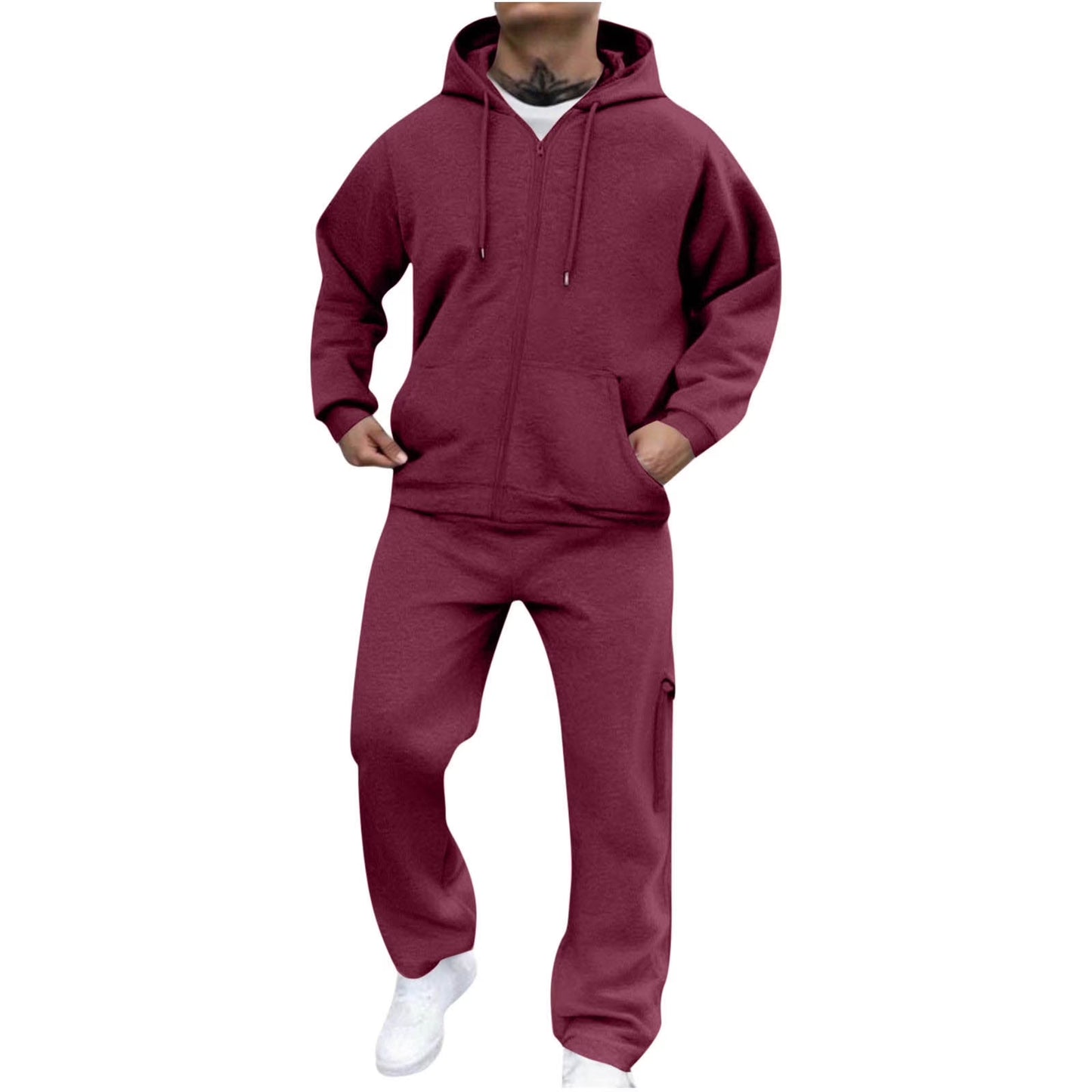 Velour Tracksuit Mens,2023 Men'S Velour Tracksuit 2 Pieces Winter Warm Full Zip up Jacket Sweatpants Fitness Sportswear Sweatsuit Jogger Sets