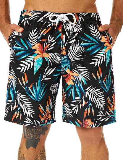 Mens Swim Trunks Long, Quick Dry Boardshorts, 9 Inches Inseam Bathing Suits with Mesh Lining