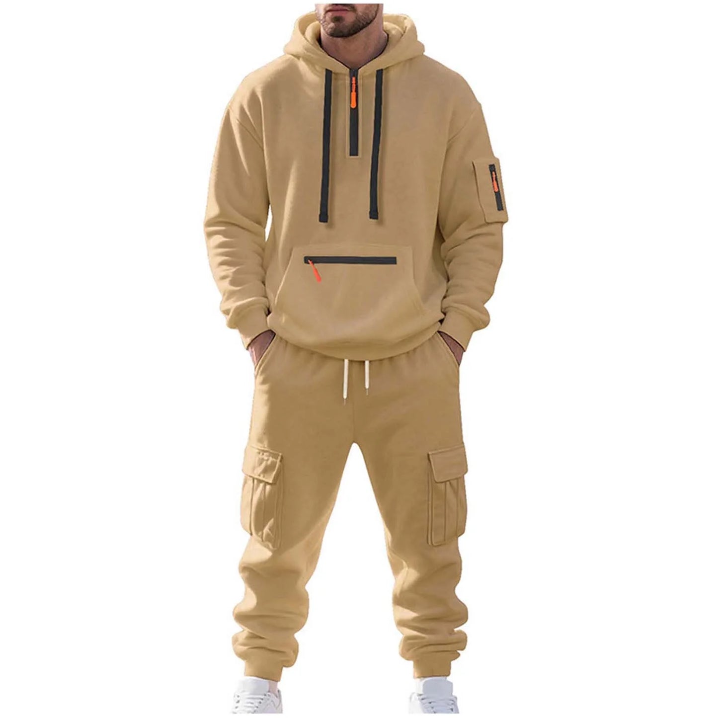 Velour Tracksuit Mens,2023 Men'S Velour Tracksuit 2 Pieces Winter Warm Full Zip up Jacket Sweatpants Fitness Sportswear Sweatsuit Jogger Sets